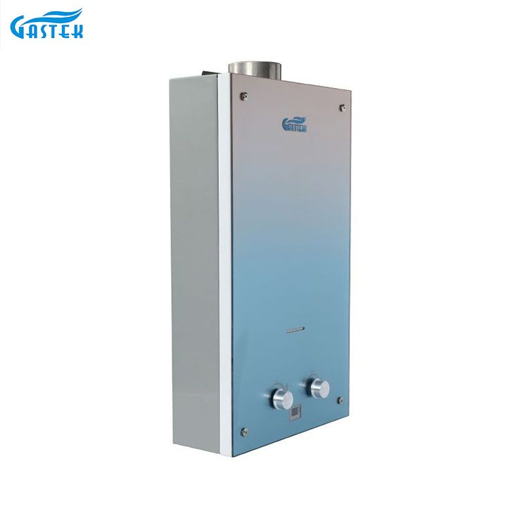 Geyser di gas istantaneo senza serbatoio con pannello in vetro personalizzato montato a parete per elettrodomestico da 6L 10L 12L per doccia e bagno